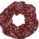 Rust Brown Bandana Print Fabric Hair Scrunchie Scrunchies By Sherry