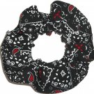Black Red Bandana Print Fabric Hair Scrunchie Scrunchies By Sherry