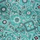 Aqua Gray Bandana Print Fabric Hair Scrunchie Scrunchies By Sherry