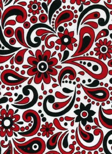Black Red White Paisley Print Fabric Hair Scrunchie Scrunchies By Sherry