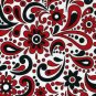 Black Red White Paisley Print Fabric Hair Scrunchie Scrunchies By Sherry