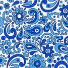 Blue Turquiose White Paisley Print Fabric Hair Scrunchie Scrunchies By Sherry