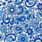 Blue Turquiose White Paisley Print Fabric Hair Scrunchie Scrunchies By Sherry