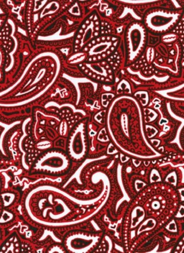 Black Red White Paisley Print Fabric Hair Scrunchie Scrunchies By Sherry