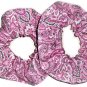 2 Pink Paisley Print Fabric Hair Scrunchie Scrunchies By Sherry