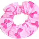Pink Ribbon Breast Cancer Awareness Butterfly Flannel Fabric Hair Scrunchie Scrunchies