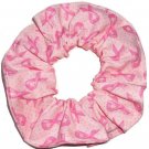 Pink Ribbon Breast Cancer Awareness Dots Fabric Hair Scrunchie Scrunchies