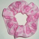 Pink Ribbon Breast Cancer Awareness on Hearts Flannel Fabric Hair Scrunchie Scrunchies