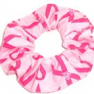 Pink Ribbon Breast Cancer Awareness Flannel Fabric Hair Scrunchie Scrunchies