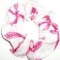 Pink Ribbon Breast Cancer Awareness Love White Fabric Hair Scrunchie Scrunchies