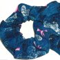 Pink Ribbon Breast Cancer Awareness Blue Fabric Hair Scrunchie Scrunchies