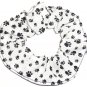 Dog Paw Prints Black on White Fabric Hair Ties Scrunchie Scrunchies by Sherry