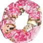 Puppies on Pink Floral Fabric Hair Ties Scrunchie Scrunchies by Sherry