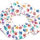 Dog Paw Prints Rainbow on White Fabric Hair Ties Scrunchie Scrunchies by Sherry Dog Paw Prints Rainbow on White Fabric Hair Ties Scrunchie Scrunchies by Sherry