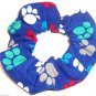Dog Paw Prints Blue Fabric Hair Ties Scrunchie Scrunchies by Sherry