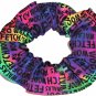 Dog Words Rainbow Tie Dyed Fabric Hair Ties Scrunchie Scrunchies by Sherry