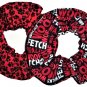 Red Dog Paw Words  Print Fabric Hair Ties Scrunchie Scrunchies by Sherry Set of 2