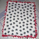 Paw Prints Black on White Fleece Baby Pet Lap Blanket