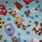 Dogs on Blue Fleece Baby Pet Lap Blanket