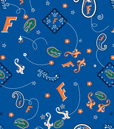 Florida Gators Blue Bandana Fabric Mini Hair Scrunchies by Sherry Scrunchie NCAA Set of 2