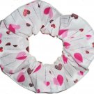 Valentines Hearts Metallic White Fabric Hair Scrunchies