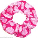 Valentines Patchwork  Hearts Pink Fabric Hair Scrunchies