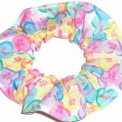 Valentines Conversation Hearts Fabric Hair Scrunchies