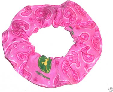 John Deere Pink Bandana Print Fabric Hair Scrunchie Scrunchies by Sherry