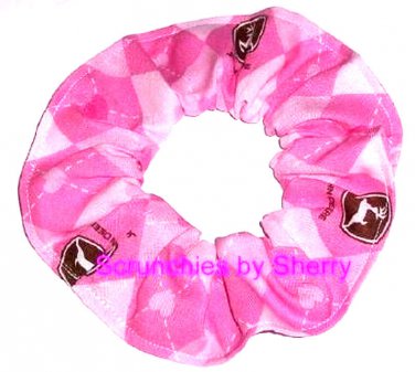 Pink John Deere Hearts Diamonds Fabric Hair Scrunchie Scrunchies by Sherry