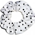 Black on White Polka Dots Dot Fabric Hair Scrunchie Ties Scrunchies by Sherry