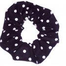 White on Black Polka Dots Dot Fabric Hair Scrunchie Ties Scrunchies by Sherry