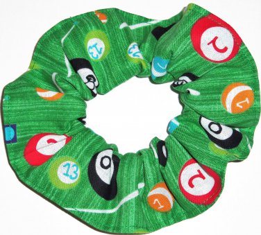 Pool Balls Billards Fabric Hair Ties Scrunchie Scrunchies by Sherry