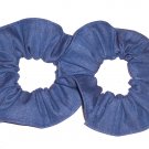 Blue Jean Demin Fabric Mini  Hair Scrunchies Set of 2