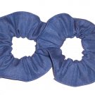 Blue Jean Demin Fabric  Hair Scrunchies Set of 2