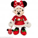 Disney Minnie Mouse Santa Plush Toy Christmas Ornament in Hand 17" Theme Parks