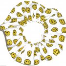 Yellow Happy Faces White Fabric Hair Scrunchie Scrunchies by Sherry