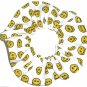Yellow Happy Faces White Fabric Hair Scrunchie Scrunchies by Sherry