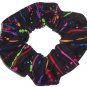 Splash of Color Bright Black Fabric Hair Scrunchie Scrunchies by Sherry