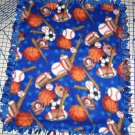 Sports Blanket Football Baseball Basketball Fleece Hand Tied Baby Pet Lap Gift