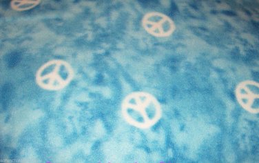 Peace Signs Aqua Blanket Tie Dyed Hand Tied  Fleece Baby Pet Lap