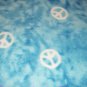 Peace Signs Aqua Blanket Tie Dyed Hand Tied  Fleece Baby Pet Lap