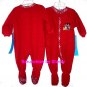 Disney Store Red Mickey Pluto Blanket Sleeper Christmas Holiday Fleece Size 6-9 Months