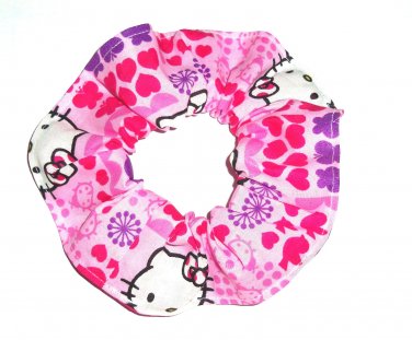 Hello Kitty Pink Fabric Hair Tie Scrunchie Ties Scrunchies by Sherry