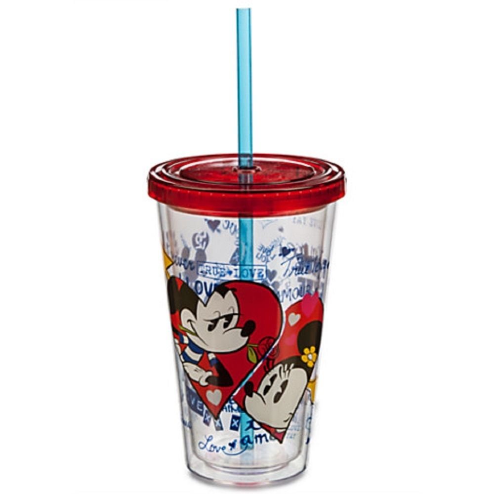 Disney Store Minnie Mickey Mouse Acrylic Tumbler Straw Fast Food Cup ...