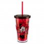 Disney Store Minnie Mickey Mouse Red Acrylic Tumbler Straw Fast Food Cup Valentines