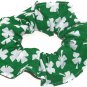 St Patricks Day Fabric Hair Scrunchie Shamrocks on Green