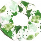 St Patricks Day Fabric Hair Scrunchie Shamrocks on White St Patricks Day Fabric Hair Scrunchie Shamrocks on White
