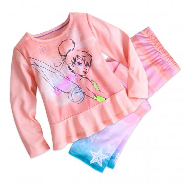 Disney Store 2 Piece Pajamas Sleep Set Tinker Bell Size 5/6