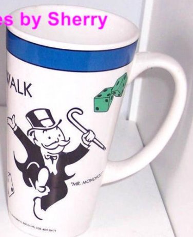 Mr Monopoly Coffee Mug Boardwalk Collector Tall Coffee Cup Game 1999 Vintage
