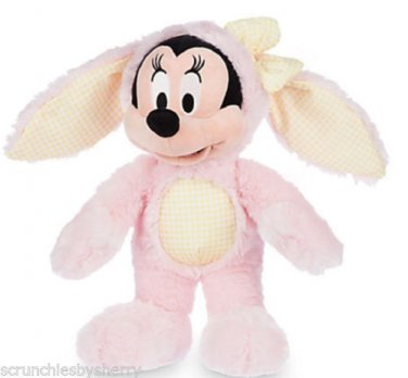 Disney Store Minnie Mouse Easter Bunny Plush Toy Pink Yellow Gingham 2016